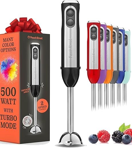 Powerful Immersion Blender, Electric Hand Blender 500 Watt with Turbo Mode, Detachable Base. Handheld Kitchen Gadget Blender Stick for Soup, Smoothie, Puree, Baby Food, 304 Stainless Steel Blades |  OFF – Only 19.99