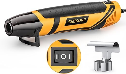 SEEKONE Mini Heat Gun, 350W 2-Temp Settings 500℉ & 842℉（260℃& 450℃） Fast Heat Hot Air Gun Tool with Reflector Nozzle and 4.9Ft Long Cable Overload Protection for Crafting, Vinyl Wrap and Shrink Tubing |  OFF – Only 17.99